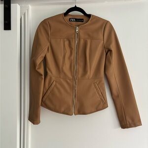 Zara Women's Camel Pleather Jacket